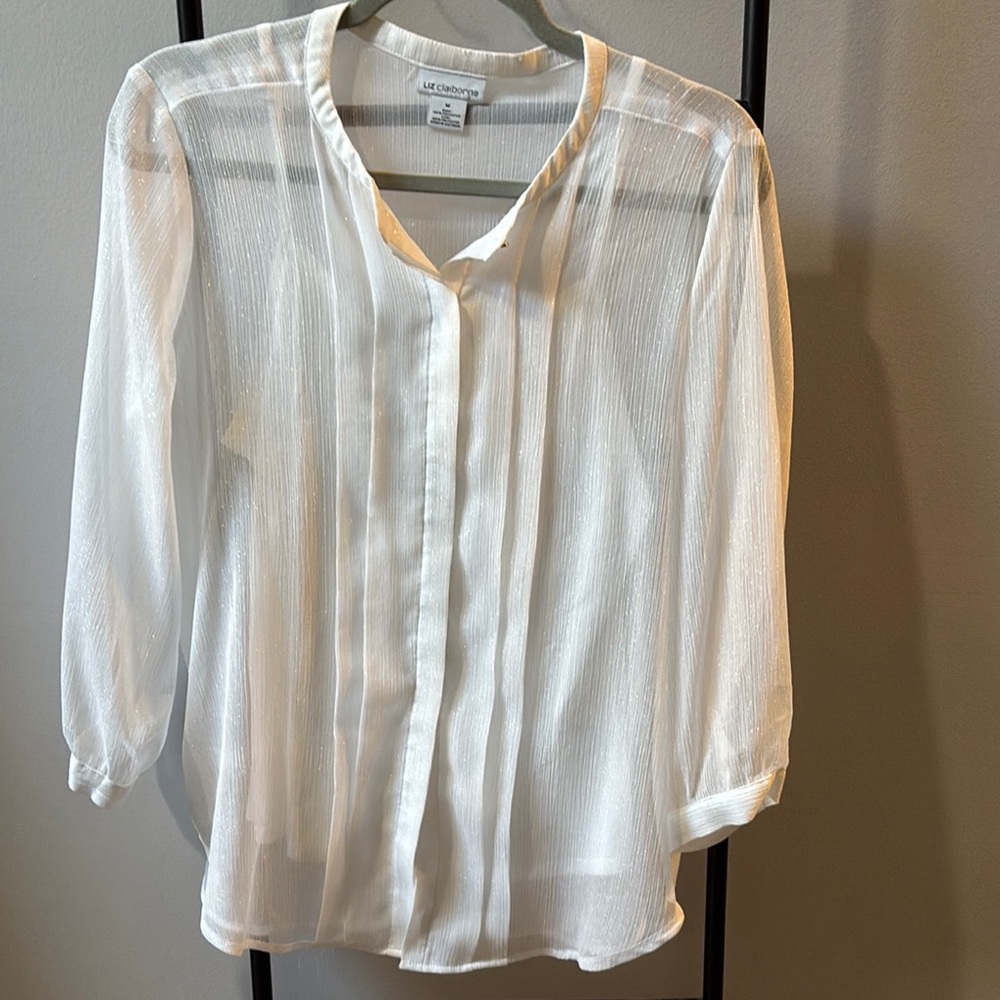 Bright White Sheer Blouse by Liz Claiborne